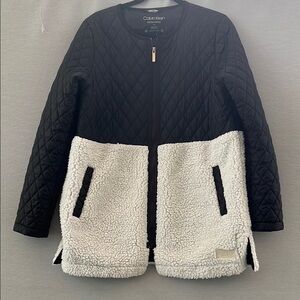 Calvin Klein Black and White Teddy Jacket Modern Sherpa Design